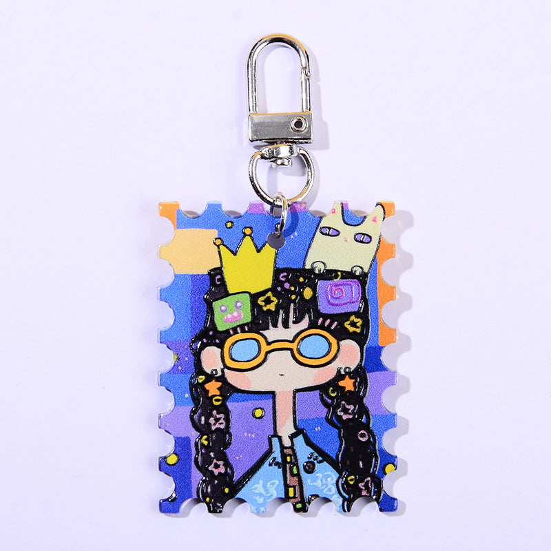 Wholesale 10pcs/ pack acrylic printed keychain pendant DIY jewelry